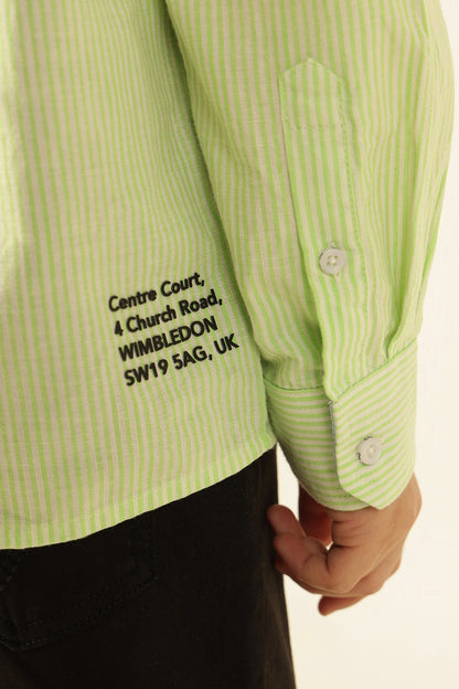 Boys Green Striped Overshirt