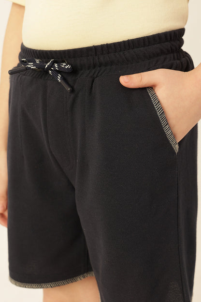 Boys Navy Blue Knit Lycra Shorts