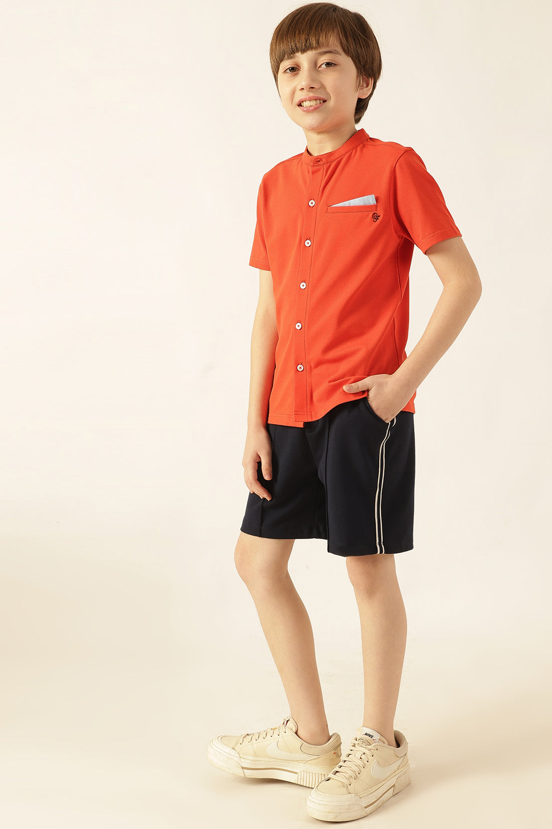 Boys Navy Blue Knit Tencel Lycra Shorts