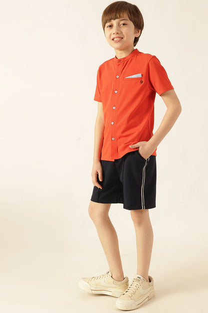 Boys Navy Blue Knit Tencel Lycra Shorts