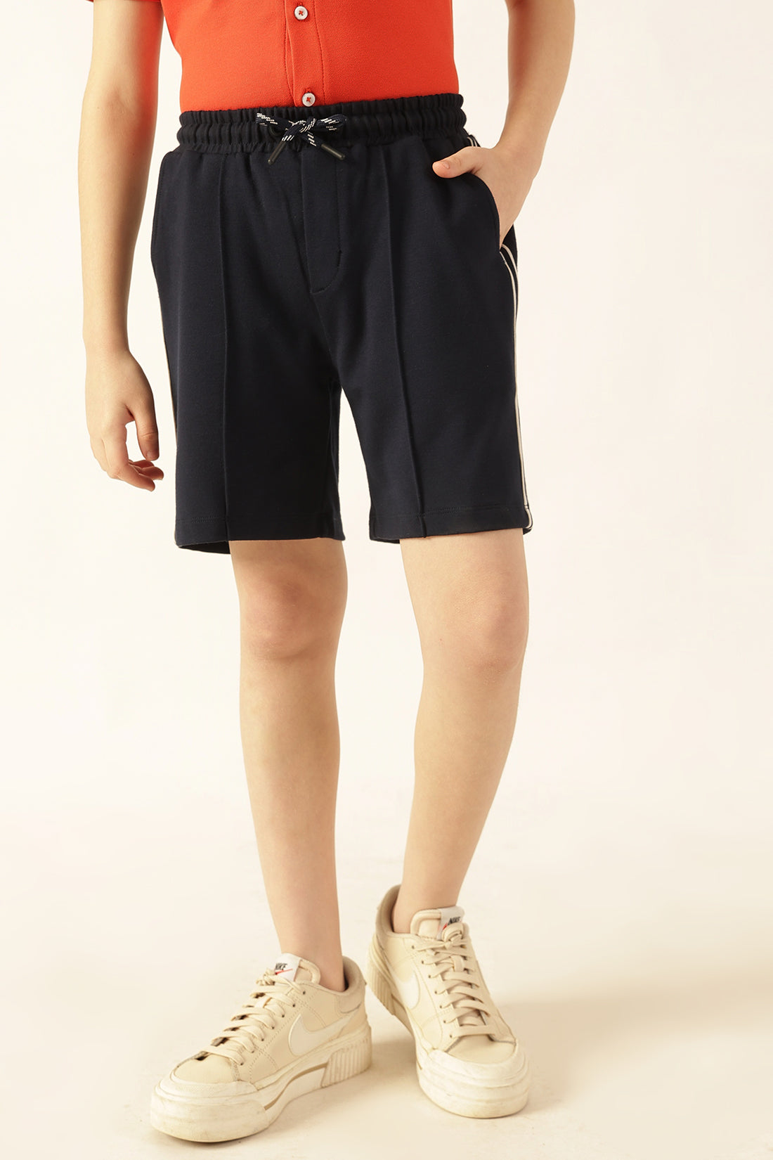 Boys Navy Blue Knit Tencel Lycra Shorts