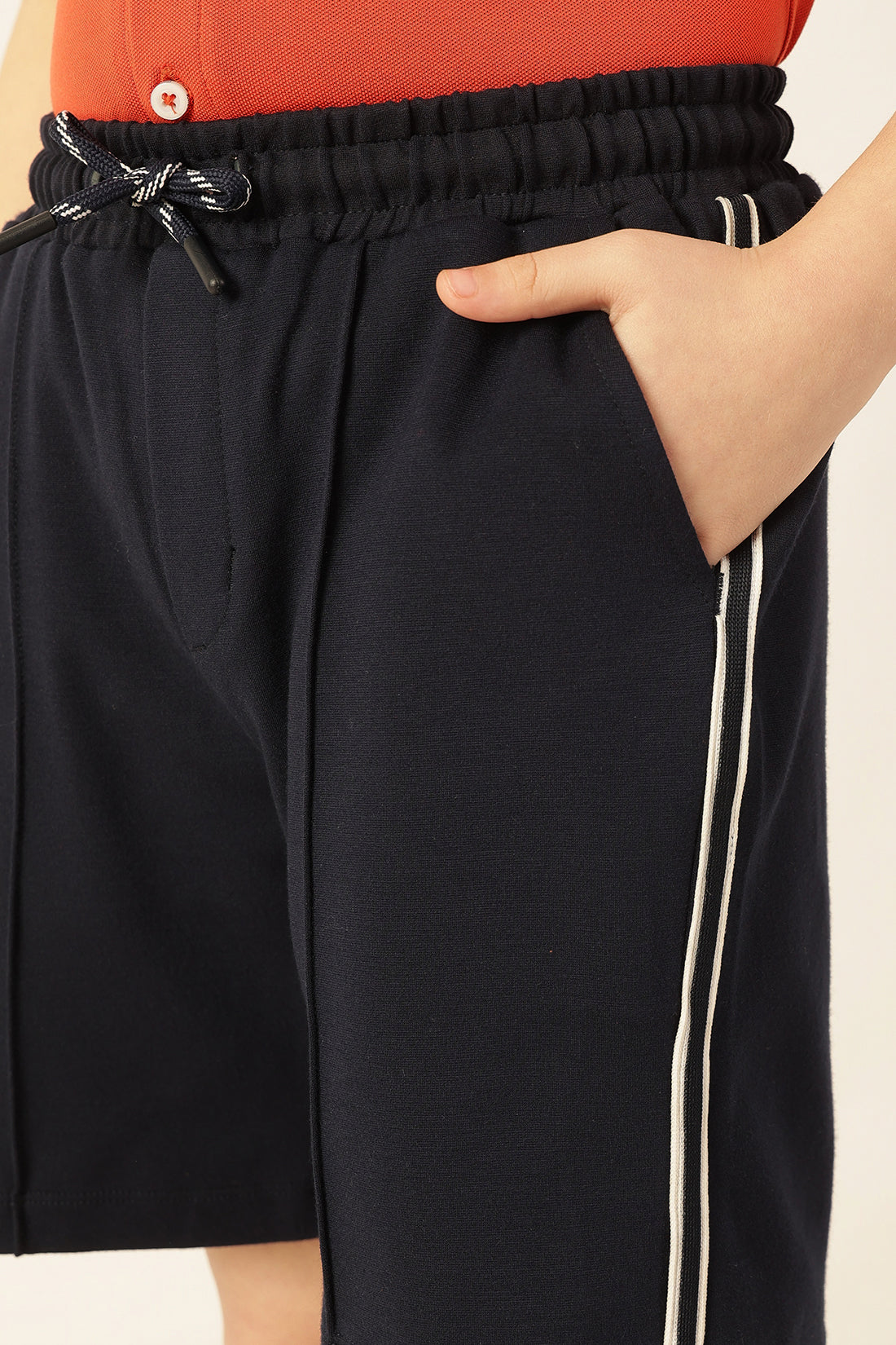 Boys Navy Blue Knit Tencel Lycra Shorts