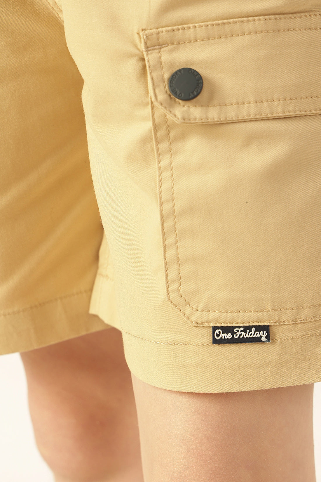 Boys Beige Drawstring Twill Lycra Shorts