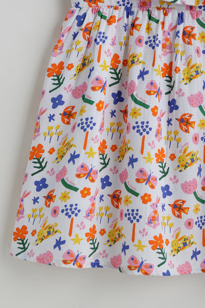 Kids Girls Floral Drop Waist Fit Sleeveless Printed Dress by One Friday