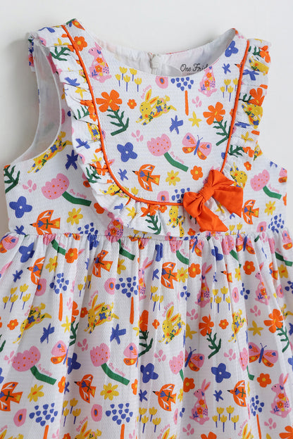 Kids Girls Floral Drop Waist Fit Sleeveless Printed Dress by One Friday