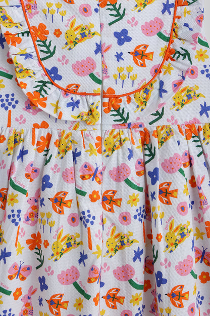 Kids Girls Floral Drop Waist Fit Sleeveless Printed Dress by One Friday