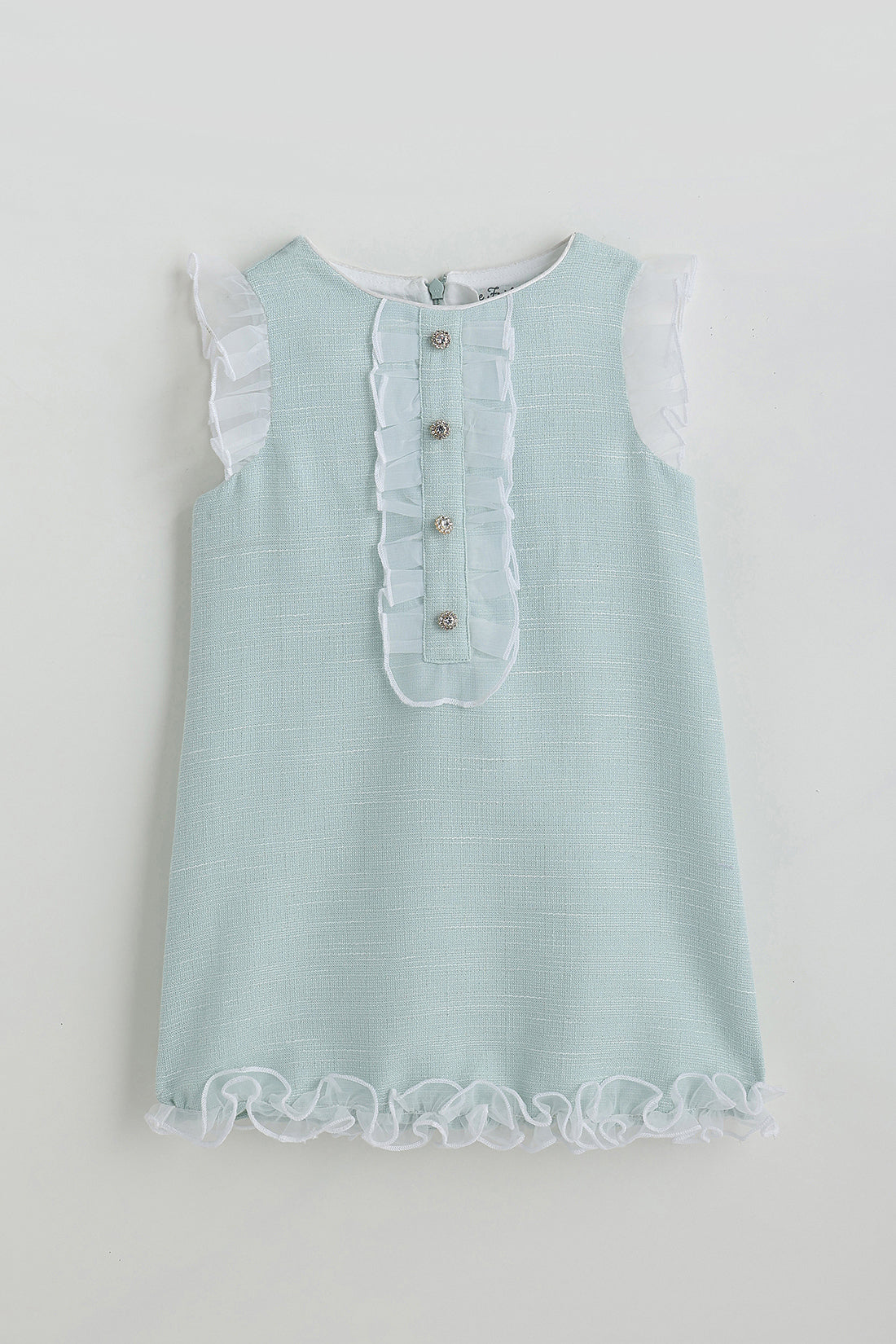 Kids Girls Mint A-Line Sleeveless Textured Fabric Dress