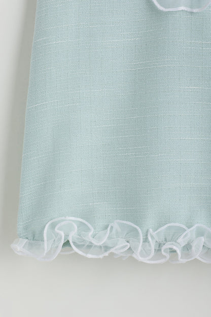 Kids Girls Mint A-Line Sleeveless Textured Fabric Dress