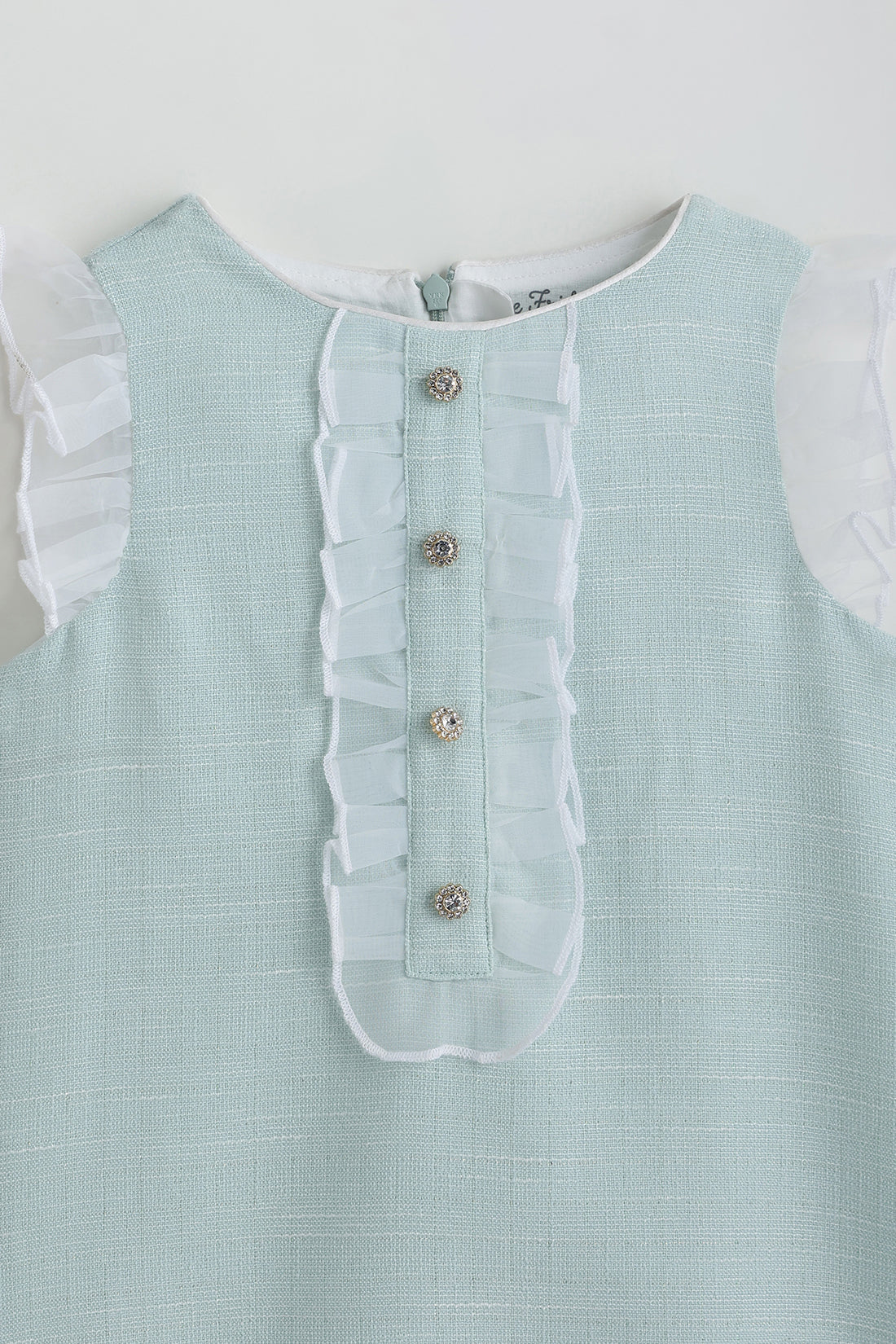 Kids Girls Mint A-Line Sleeveless Textured Fabric Dress