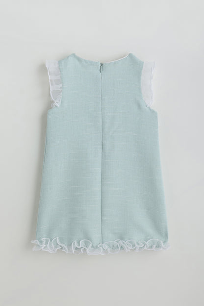 Kids Girls Mint A-Line Sleeveless Textured Fabric Dress