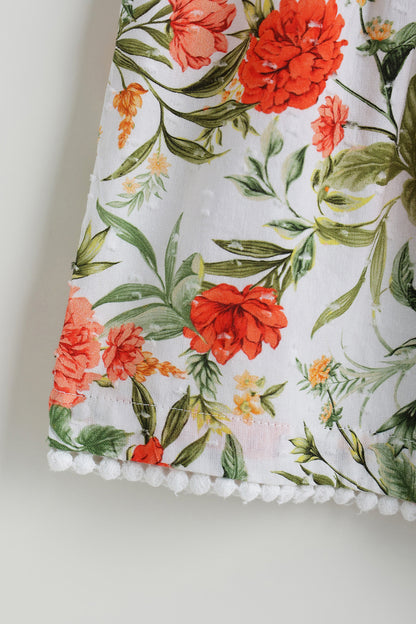 Kids Girls Floral A-Line Frill Sleeve Printed Dress by One Friday