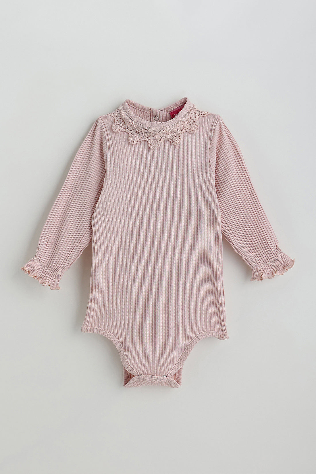 Kids Girls Peach Regular Fit Full Sleeve Solid Onesie by One Friday