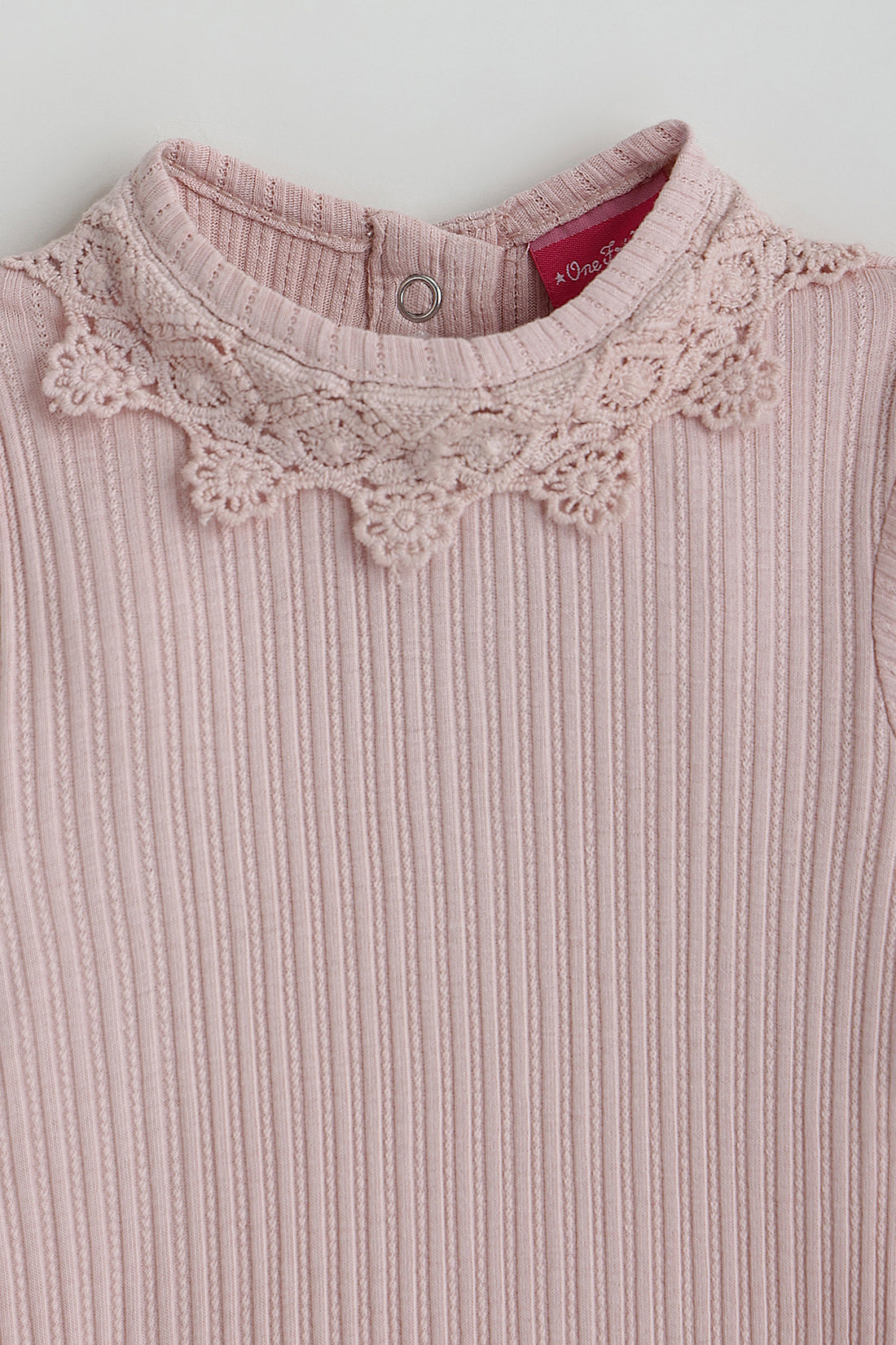 Kids Girls Peach Regular Fit Full Sleeve Solid Onesie by One Friday