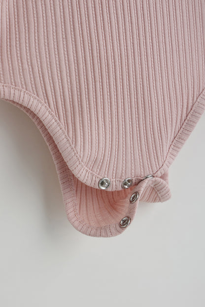 Kids Girls Peach Regular Fit Full Sleeve Solid Onesie by One Friday