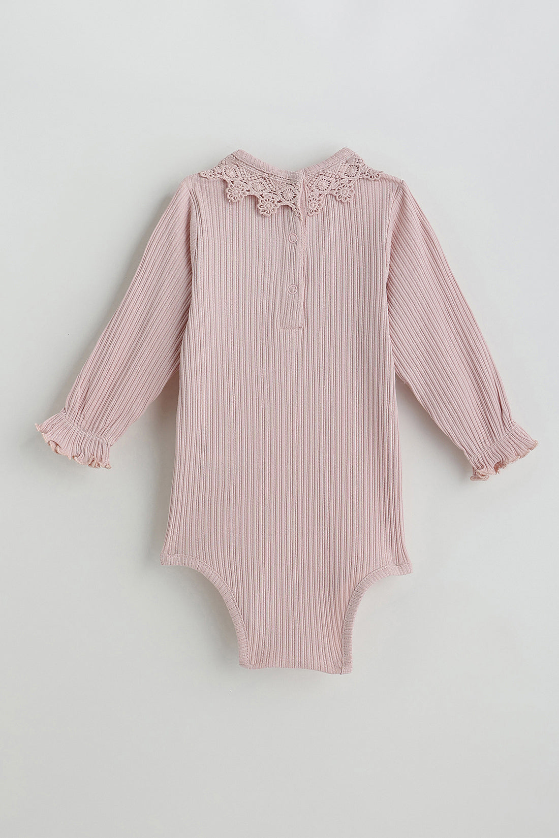 Kids Girls Peach Regular Fit Full Sleeve Solid Onesie by One Friday