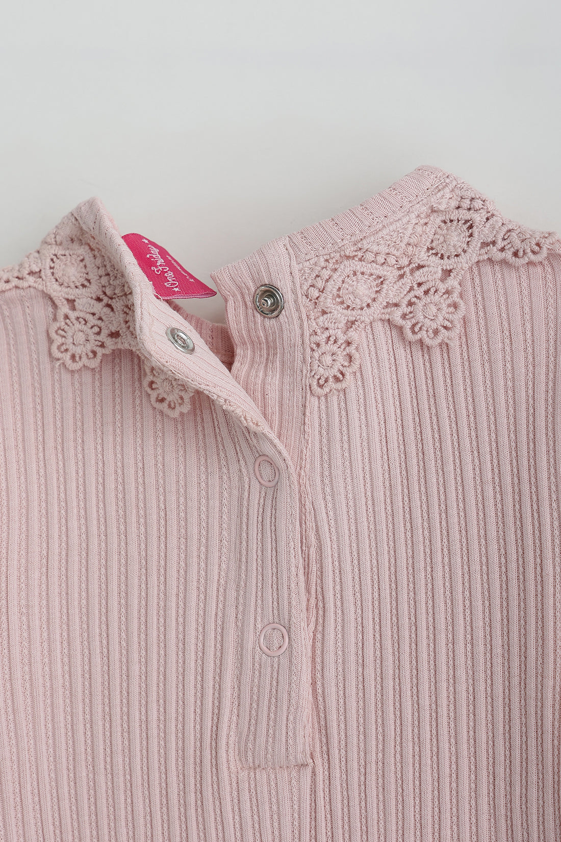 Kids Girls Peach Regular Fit Full Sleeve Solid Onesie by One Friday