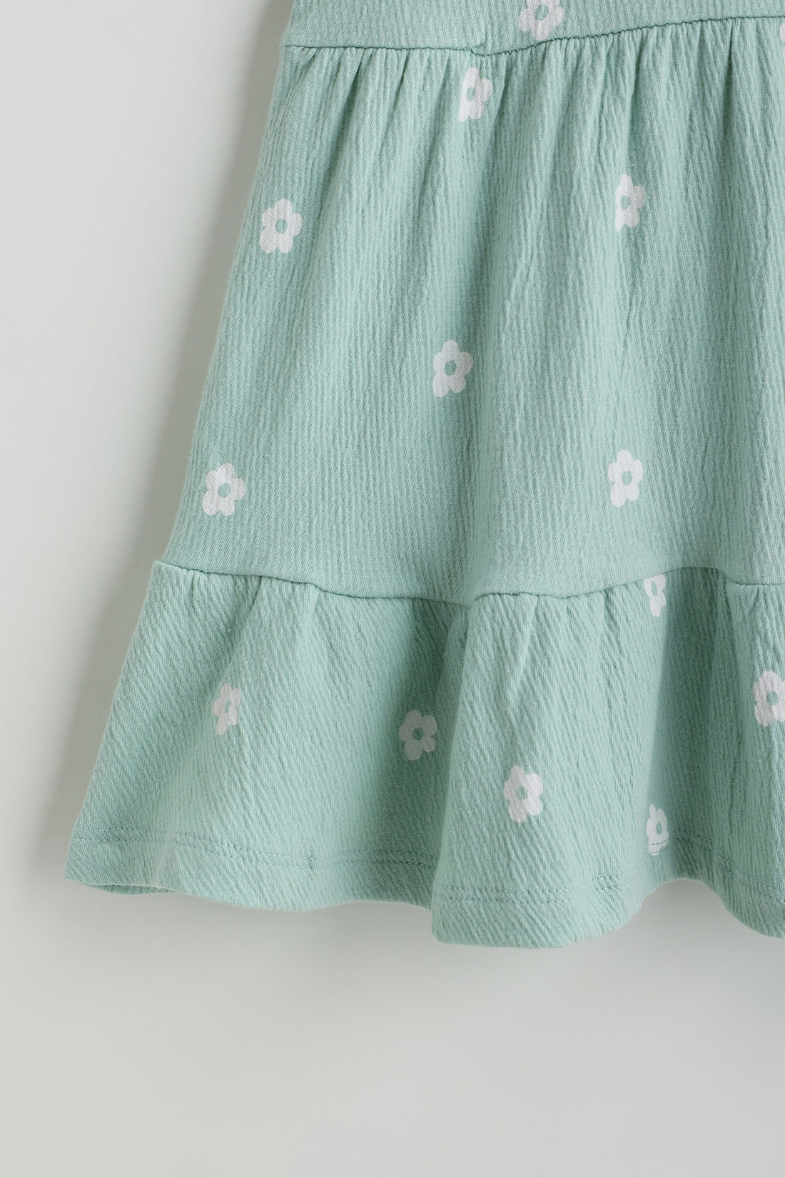 Kids Girls Mint Green A-Line Frill Sleeve Printed Dress by One Friday