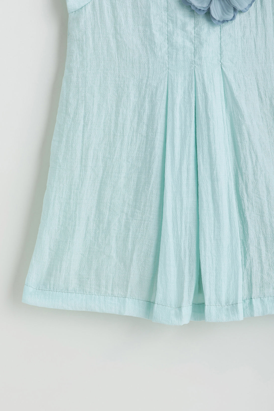 Kids Girls Mint A-Line Frill Sleeve Solid Dress