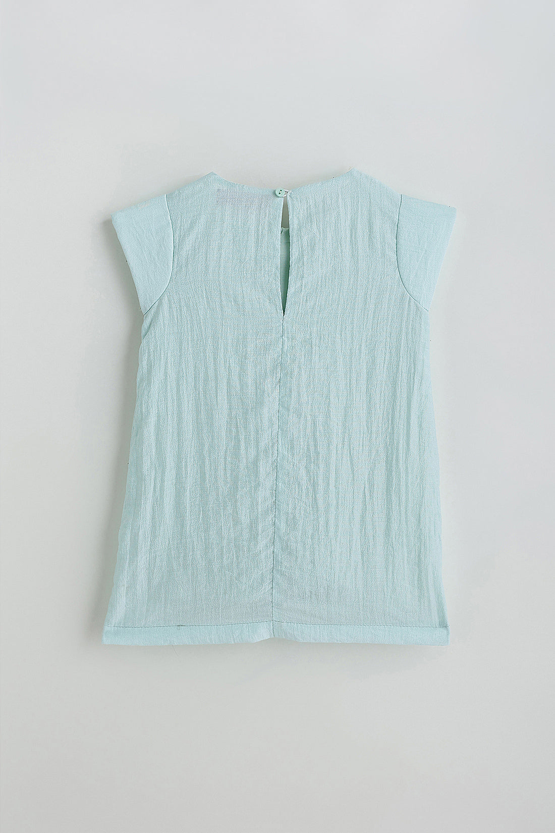 Kids Girls Mint A-Line Frill Sleeve Solid Dress