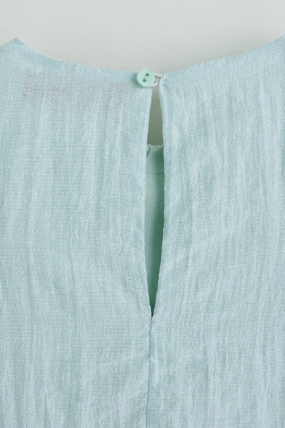 Kids Girls Mint A-Line Frill Sleeve Solid Dress