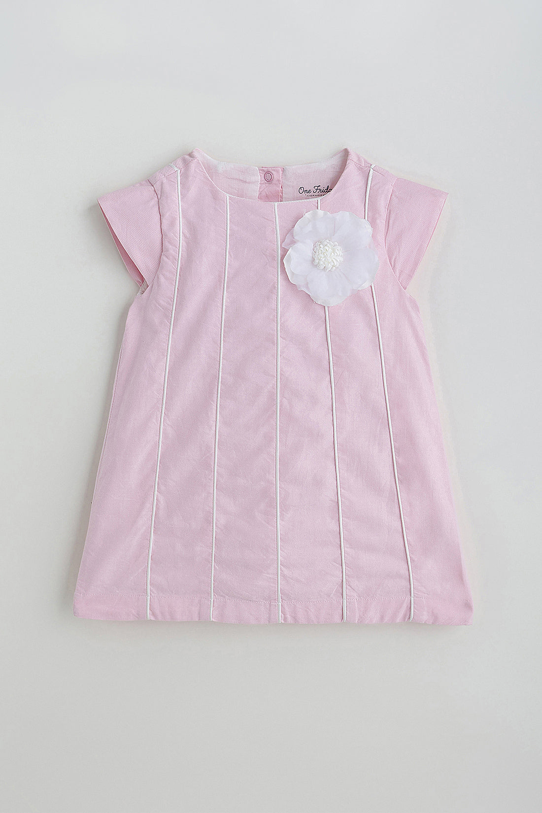 Kids Girls Pink A-Line Cap Sleeve Solid Dress