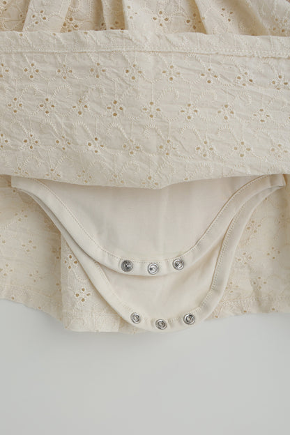 Kids Girls Beige Fit and Flare Short Sleeve Solid Dress by One Friday