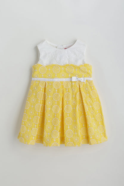 Baby Girls Yellow Fit and Flare Sleeveless Solid Dress