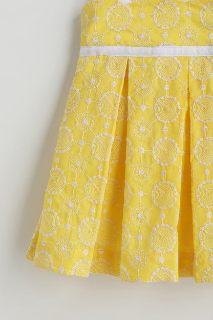 Baby Girls Yellow Fit and Flare Sleeveless Solid Dress