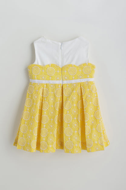 Baby Girls Yellow Fit and Flare Sleeveless Solid Dress