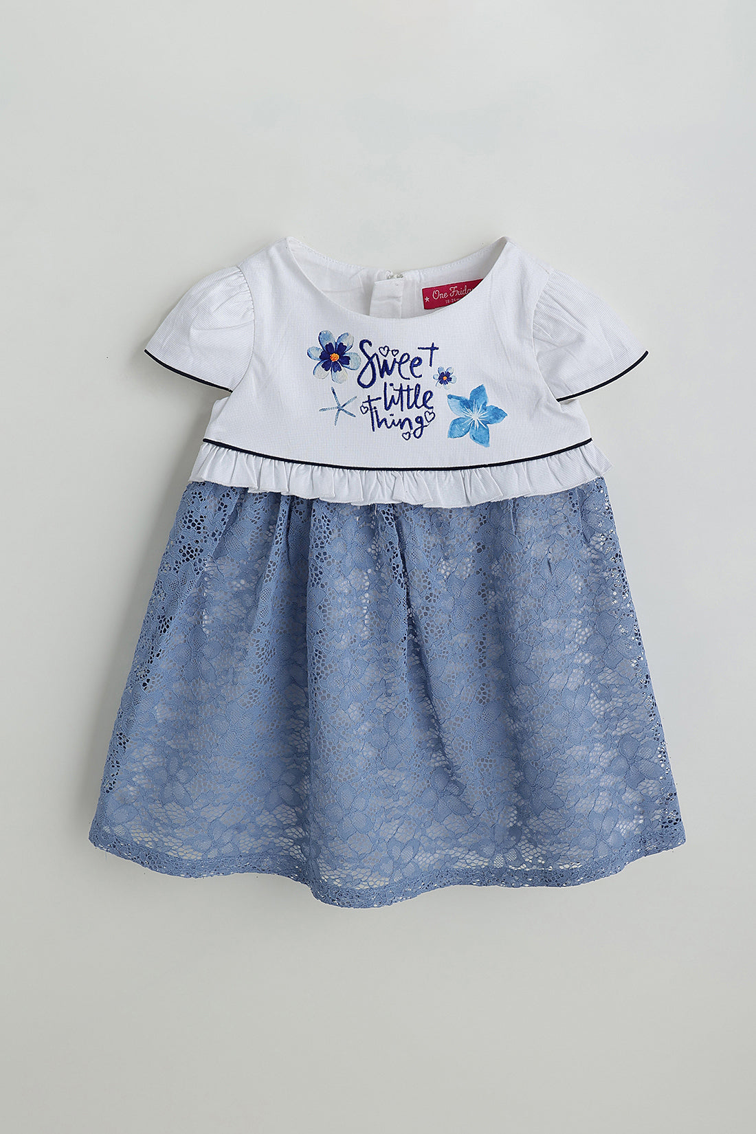 Kids Girls White Drop Waist Fit Cap Sleeve Solid Dress by One Friday