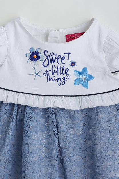 Kids Girls White Drop Waist Fit Cap Sleeve Solid Dress by One Friday