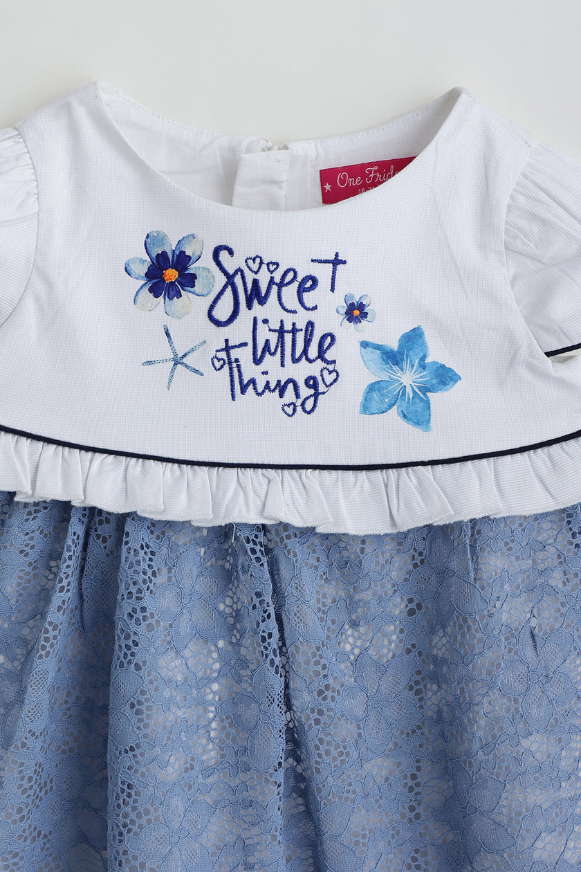 Kids Girls White Drop Waist Fit Cap Sleeve Solid Dress by One Friday