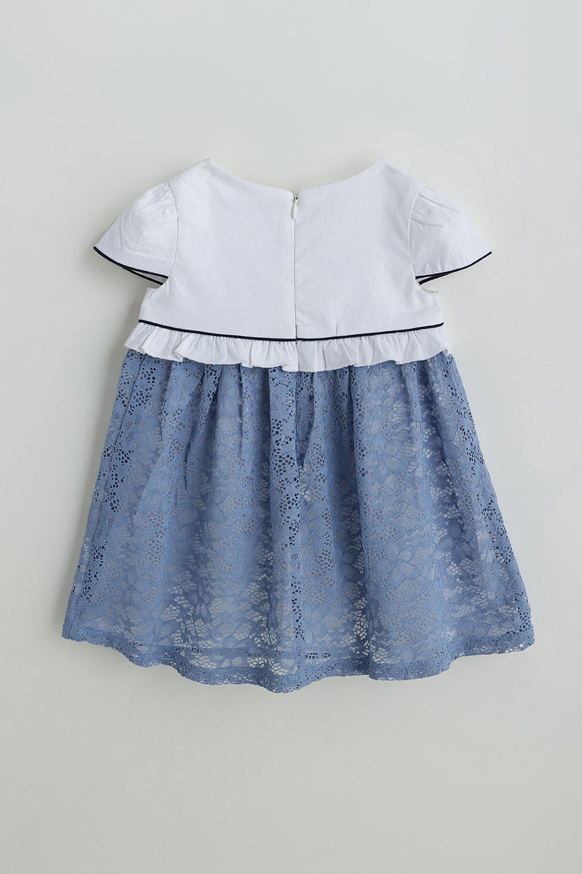 Kids Girls White Drop Waist Fit Cap Sleeve Solid Dress by One Friday