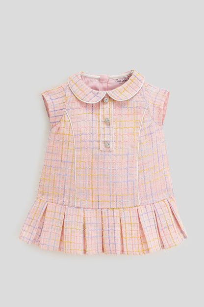 Baby Girls Pink Boucle Dress | One Friday