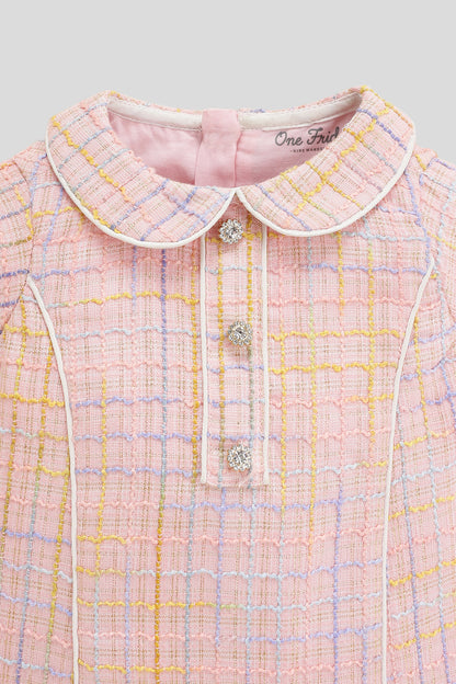 Baby Girls Pink Boucle Dress | One Friday
