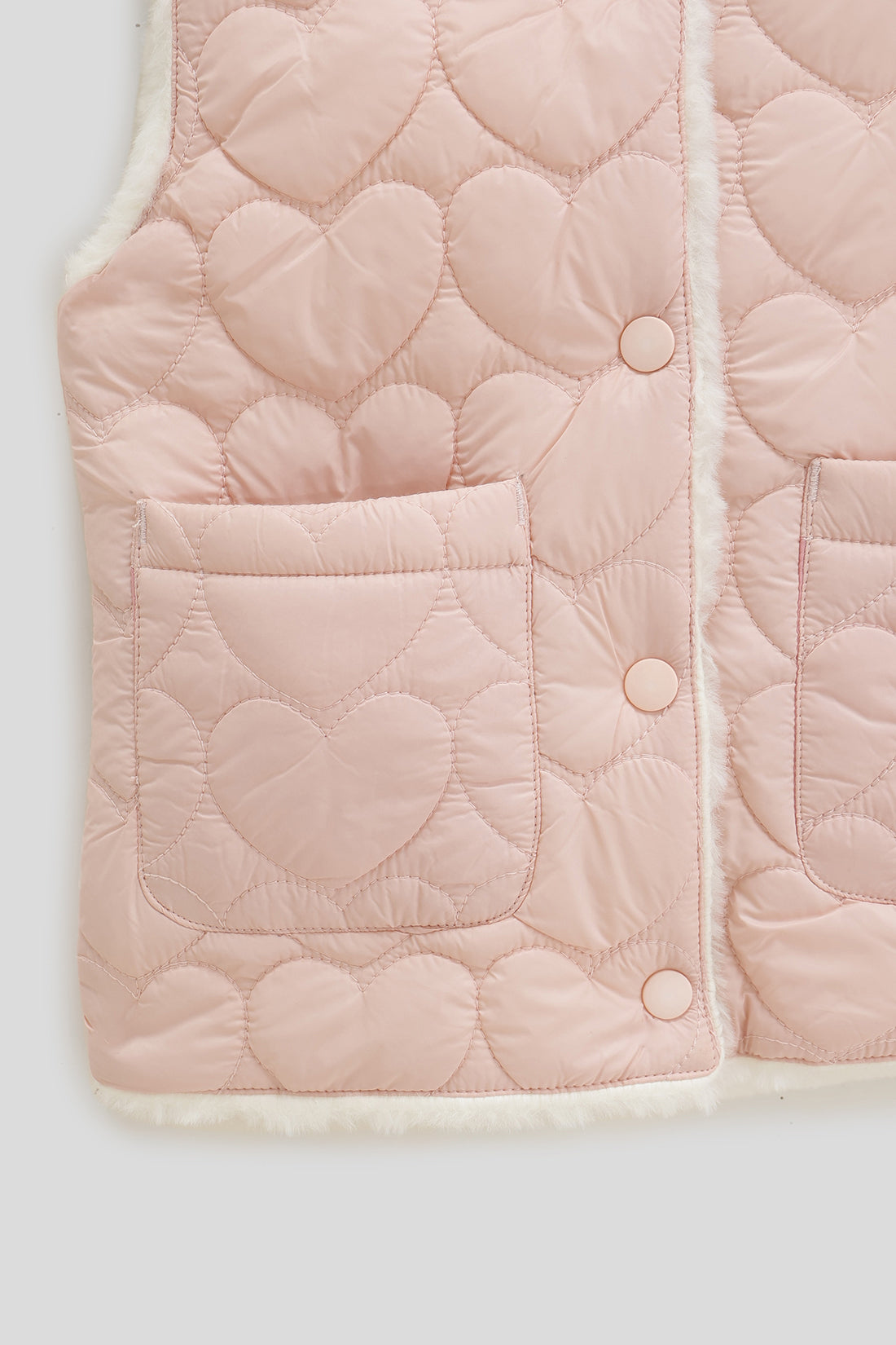 Baby Girls Pink Quilted Sleeveless Woven Jacket