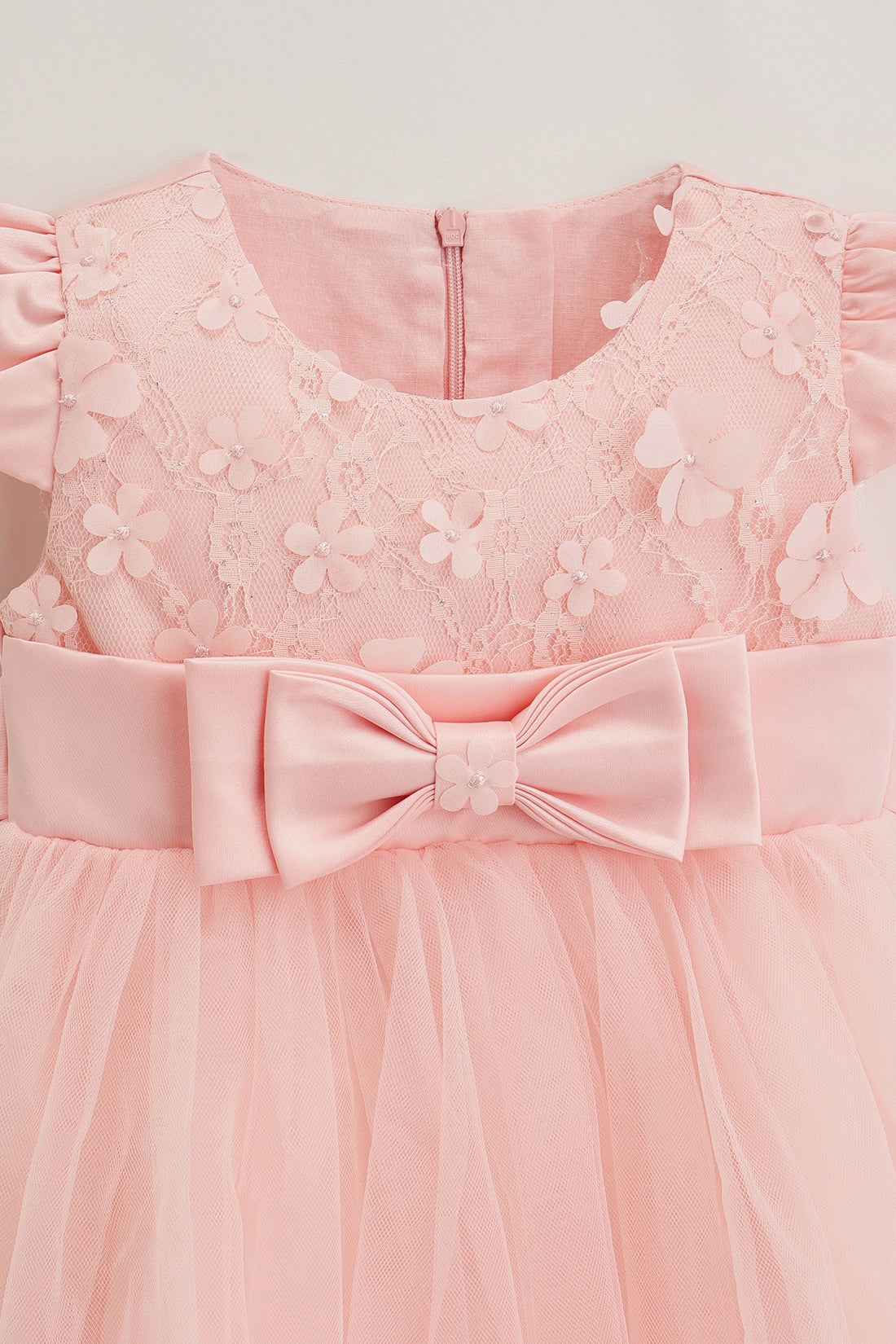 Girls Solid Zip Cap Sleeve Woven Dress