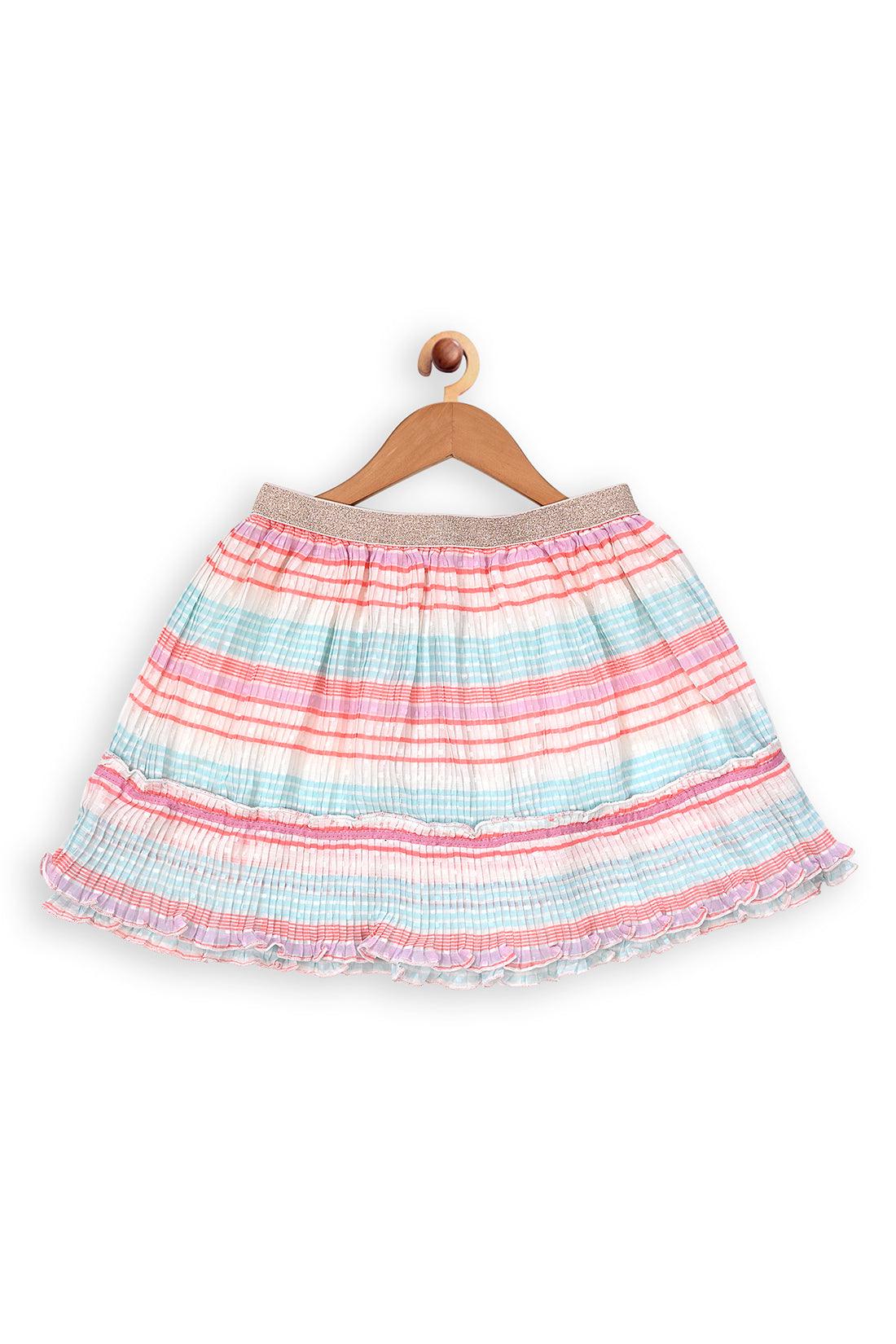 One Friday Kids Girls Multicolor Pleated Skirt