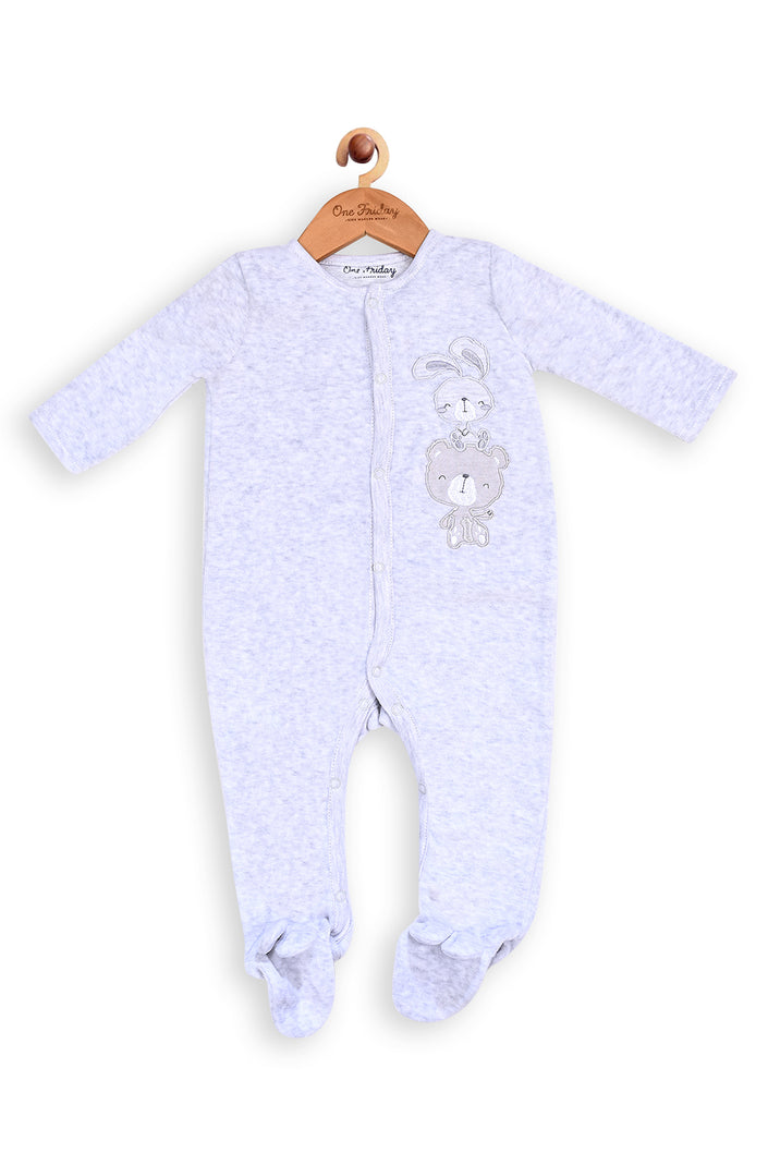 One Friday Baby Boys Grey Front Open Romper