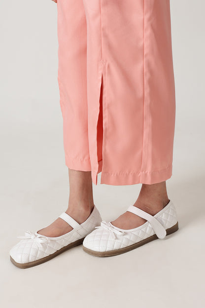 Girls Peach Flared Solid Trouser by One Friday