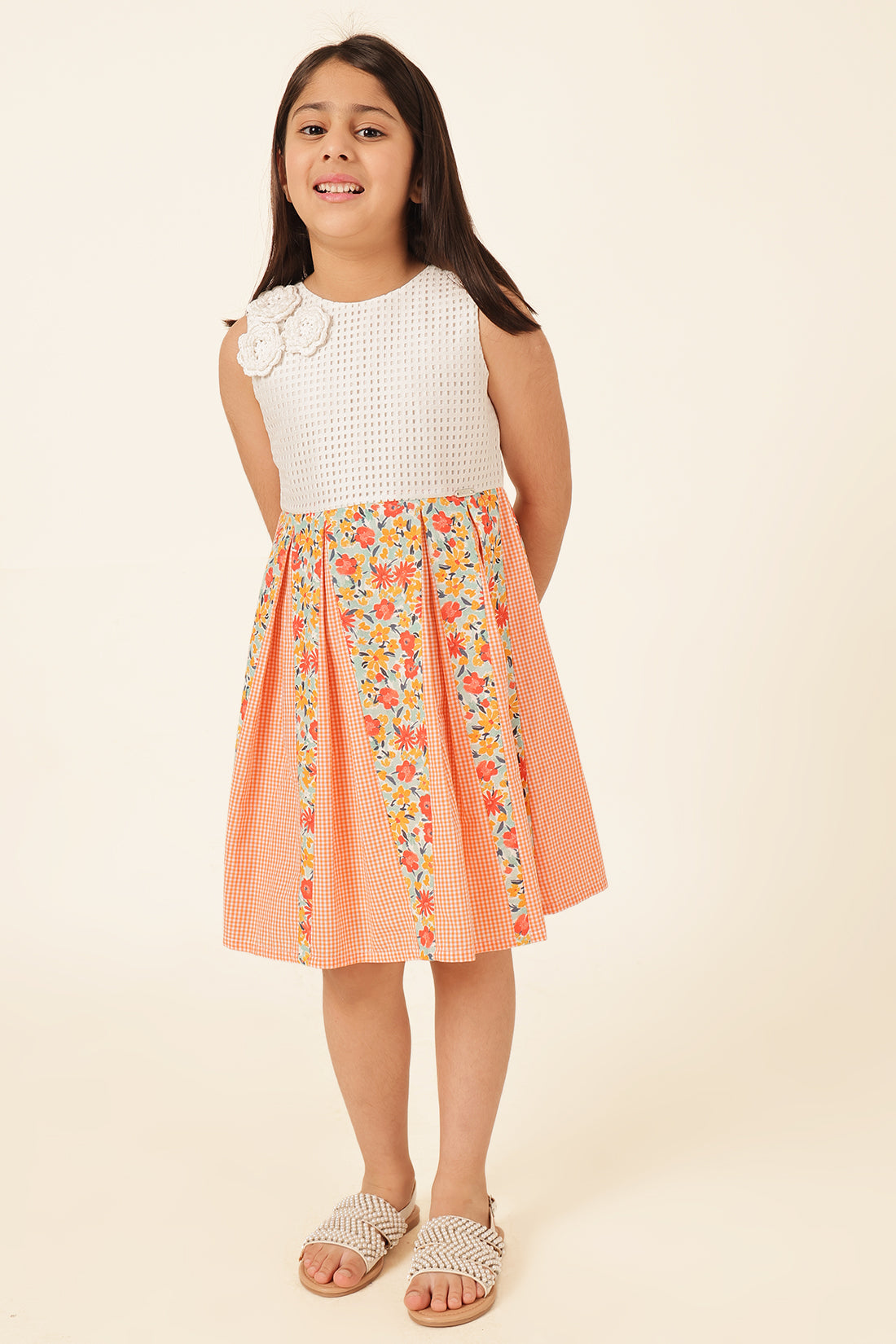 Girls Multi Floral Poly Cotton Dress