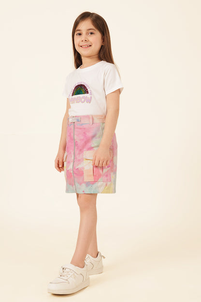 Girls Multi Tie Dye Cotton Skirt