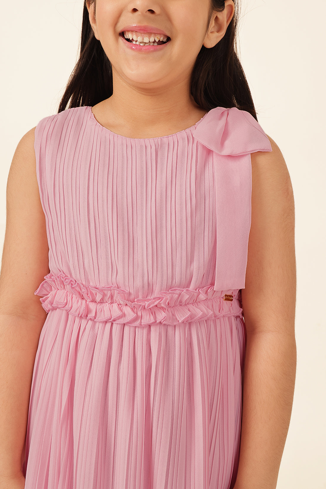 Girls Pink Poly Georgette Dress