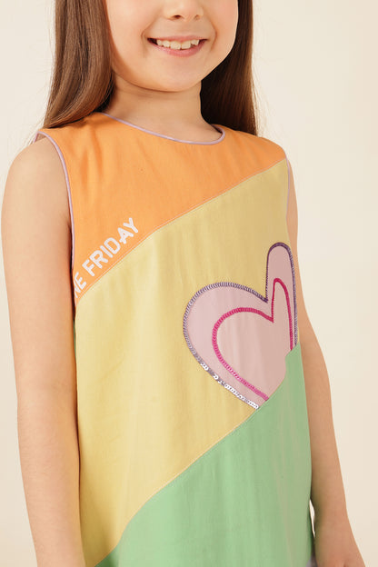 Girls Multi Printed Cotton Twill Dress