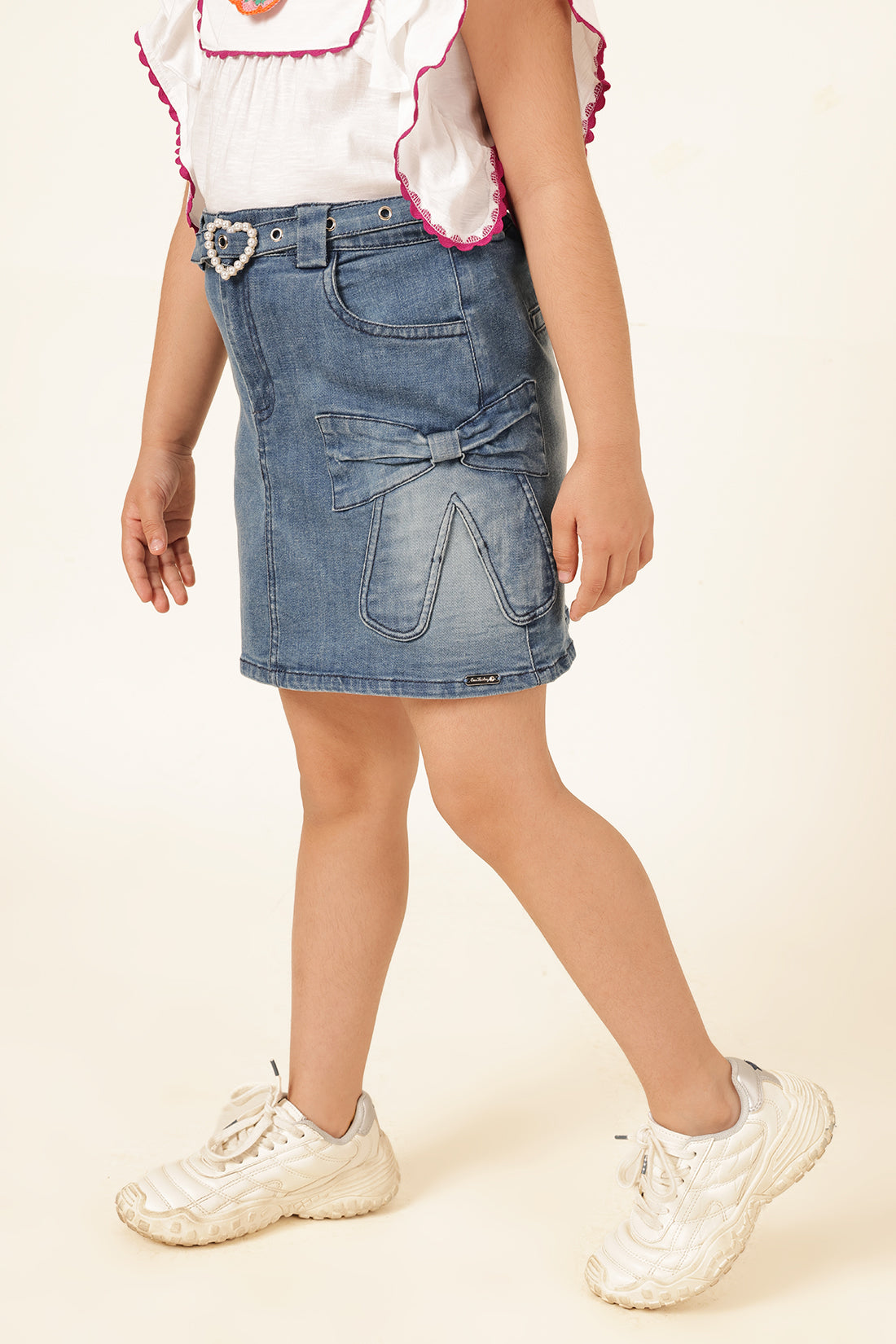 Girls Blue Stretch Denim Skirt