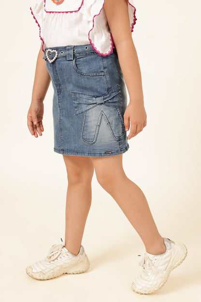 Girls Blue Stretch Denim Skirt