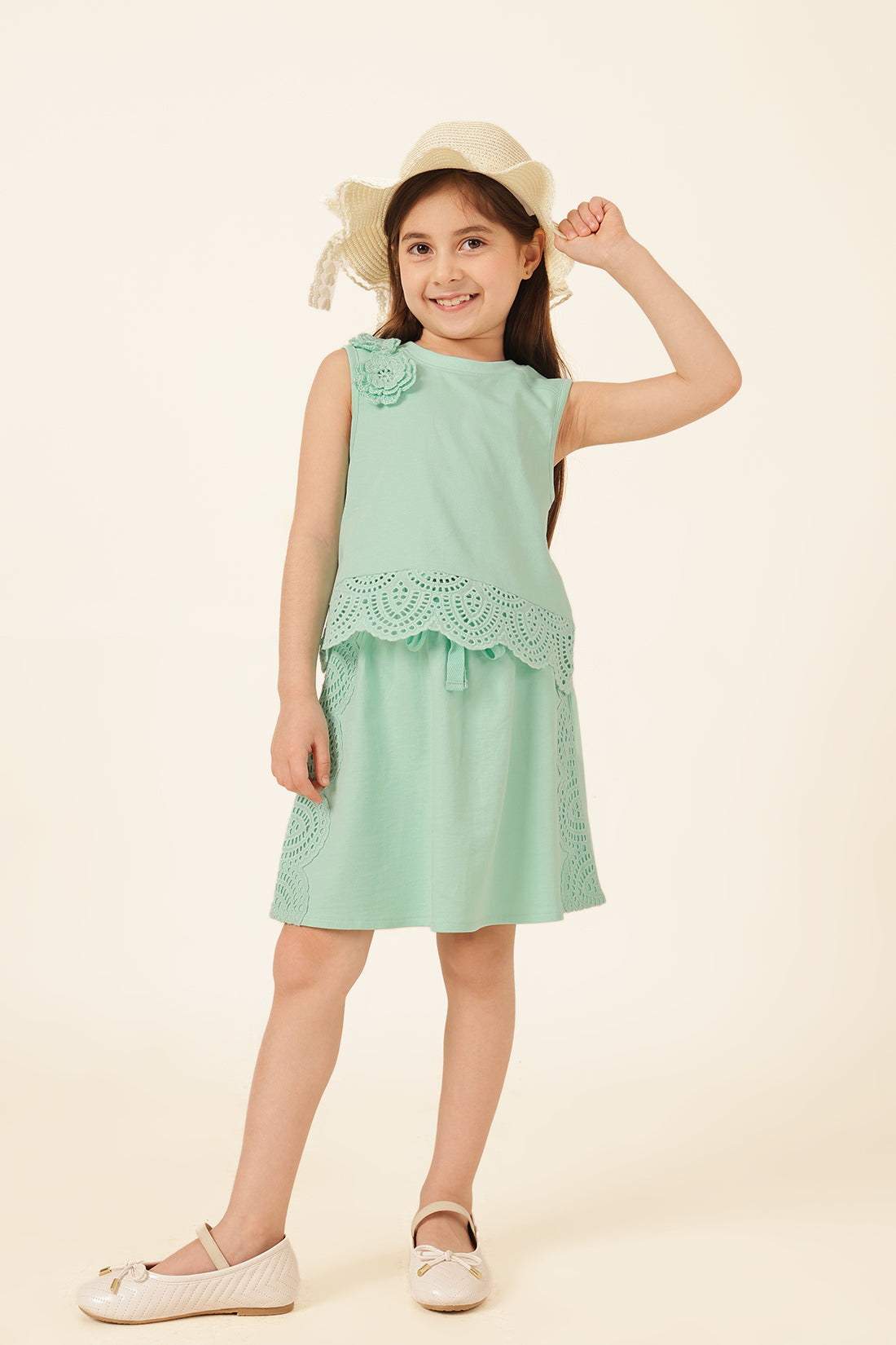 Girls Mint French Terry Knit Skirt