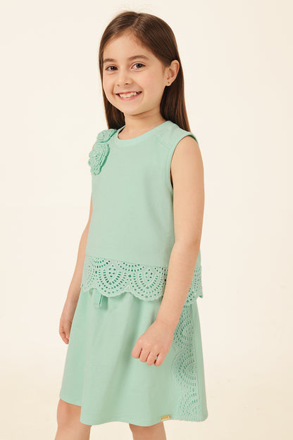 Girls Mint Solid Knit Sleeveless Top