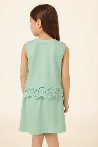 Girls Mint Solid Knit Sleeveless Top