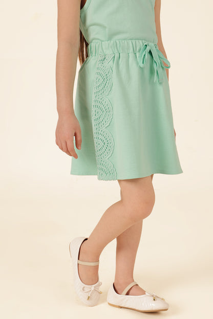 Girls Mint French Terry Knit Skirt
